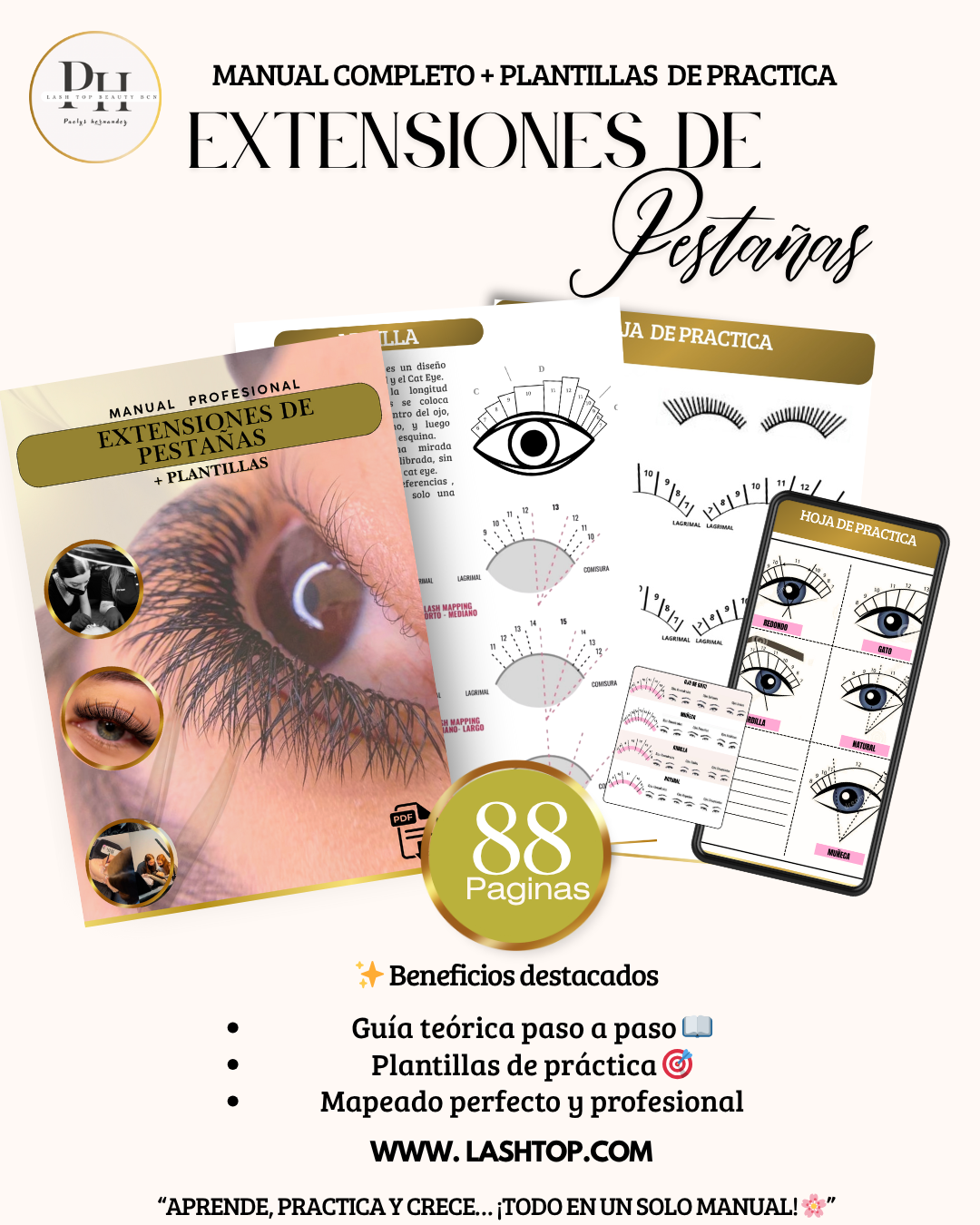 Manual ProfesionaL de Extensiones de Pestañas + Plantillas Exclusivas para Lashistas